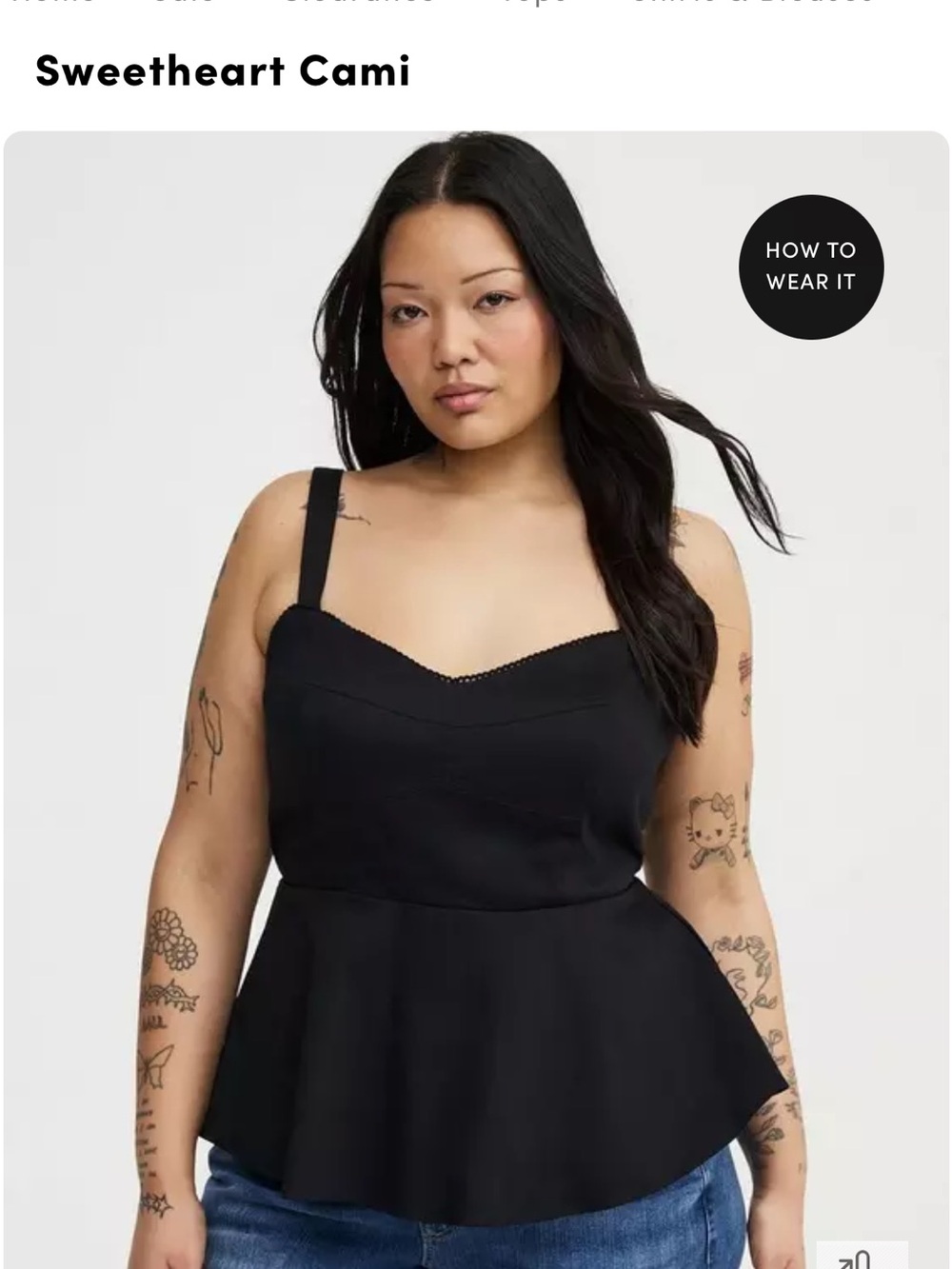 torrid Black Sweetheart Cami Peplum Top